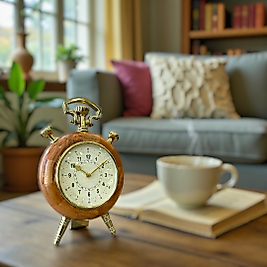 Ahşap kaplamalı ithal masa saati