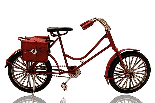 Metal retro çantalı bisiklet (kırmızı)