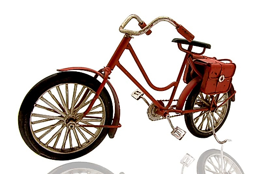 Metal retro çantalı bisiklet (kırmızı)