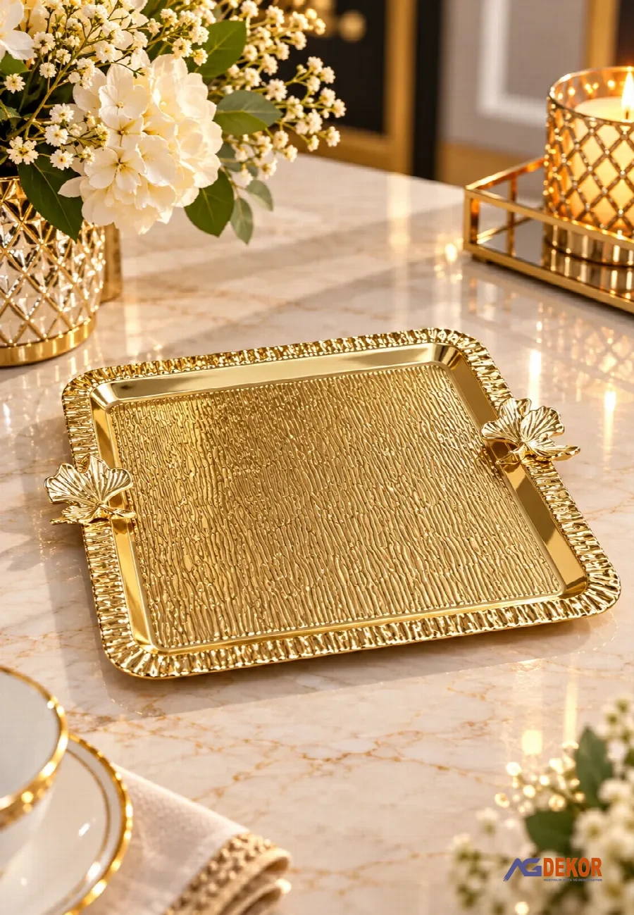 Yağmur desen kelebekli (altın)