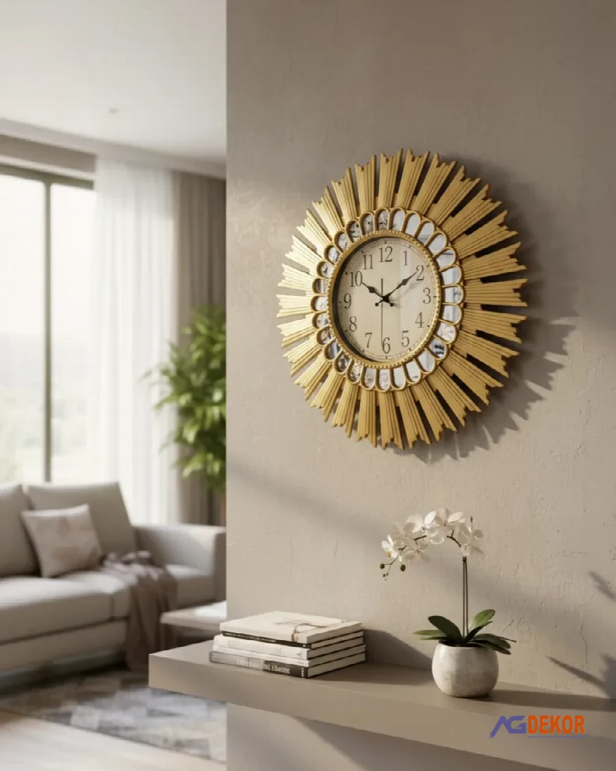 70cm ithal duvar saati (altın)