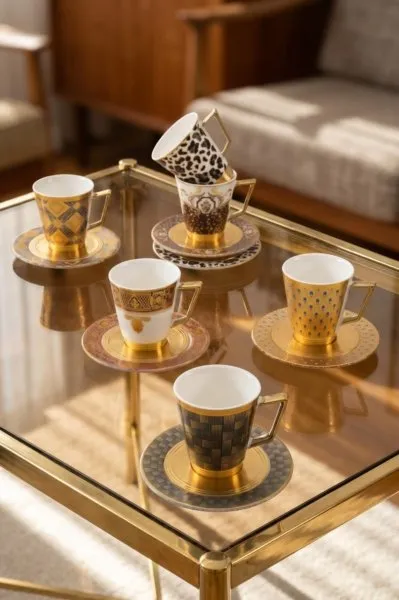 Claudia 6 Kişilik Porselen Kahve Fincanı Takımı - 90 ml