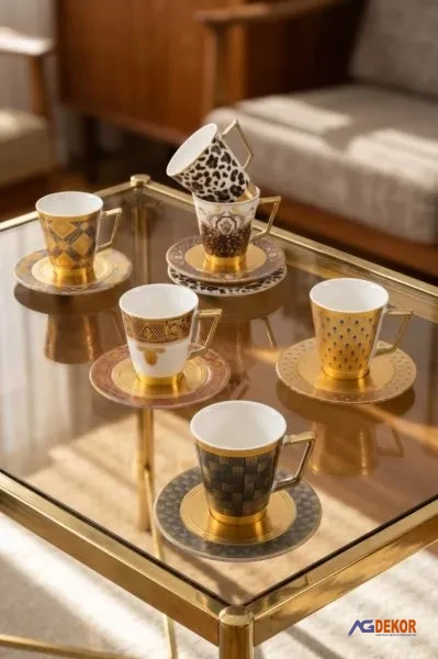 Claudia 6 Kişilik Porselen Kahve Fincanı Takımı - 90 ml