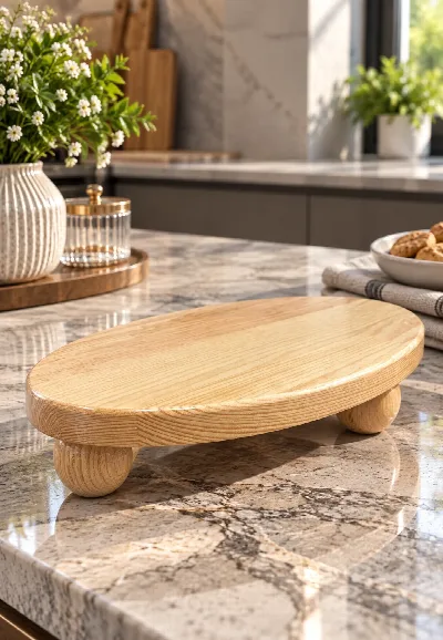 Ayaklı ahşap sunumluk oval