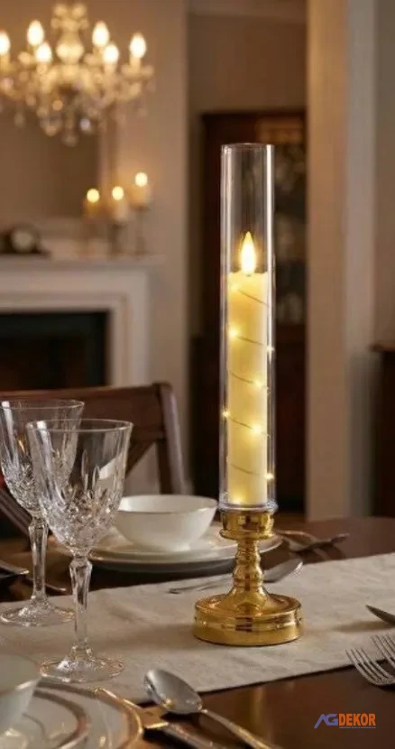 Ayaklı led mum (altın)