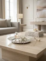 Aynalı kristal taşlı gümüş tepsi — görsel 2