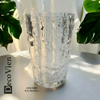 Buğulu kristal cam vazo (şeffaf)