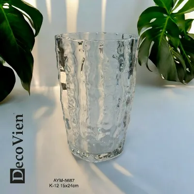 Buğulu kristal cam vazo orta (şeffaf)