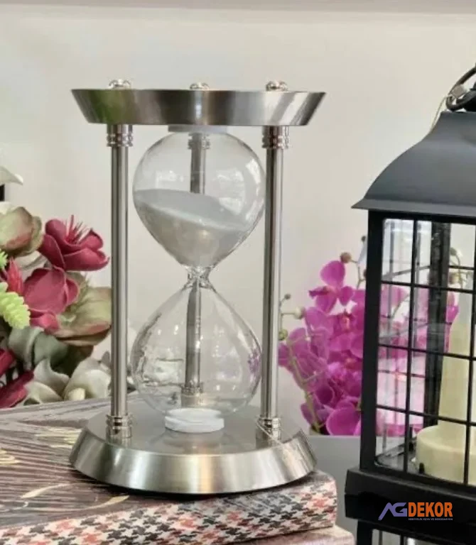 Büyük boy kum saati̇ gümüş 29cm