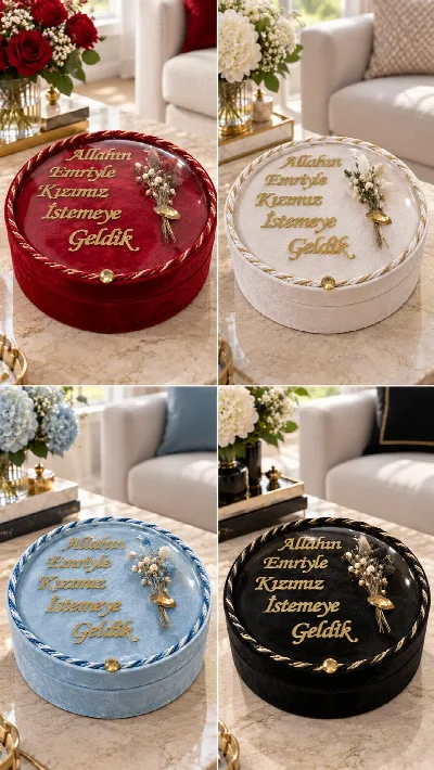 Camlı yuvarlak kız isteme kutusu