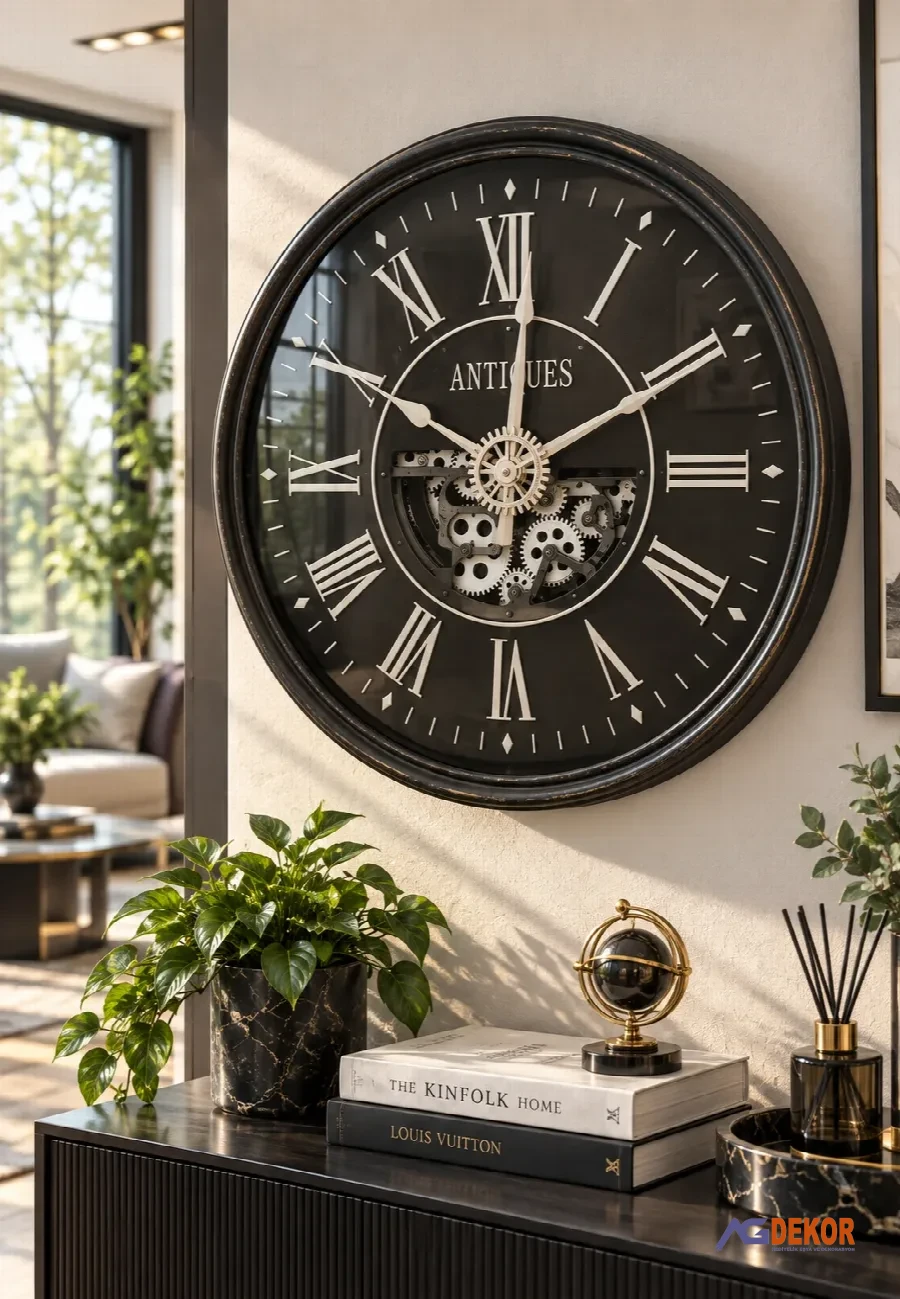 Çarklı ithal duvar saati 51x51x8