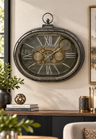 Çarklı ithal duvar saati 53x54x8