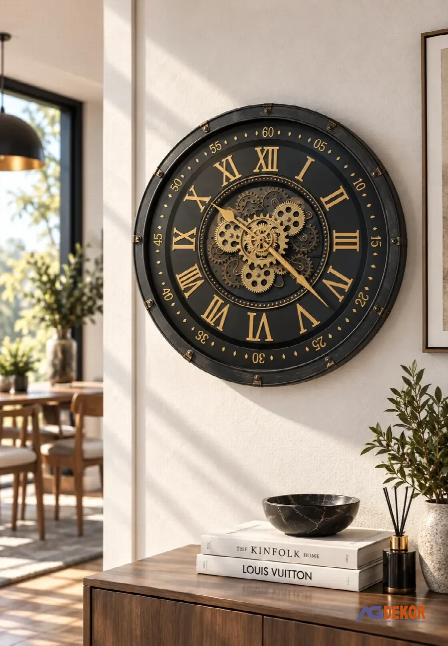Çarklı ithal duvar saati 60x60x8