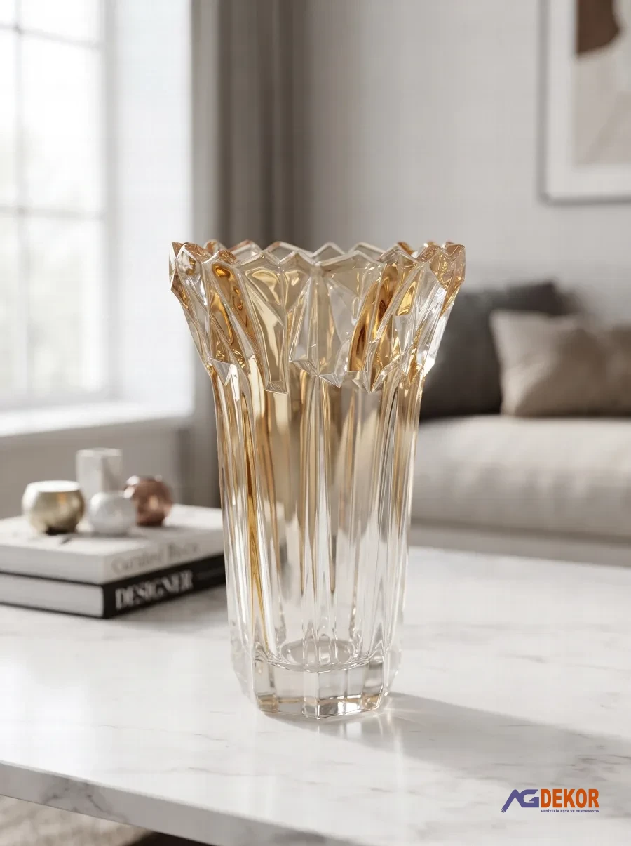 27cm kristal cam vazo (altın)