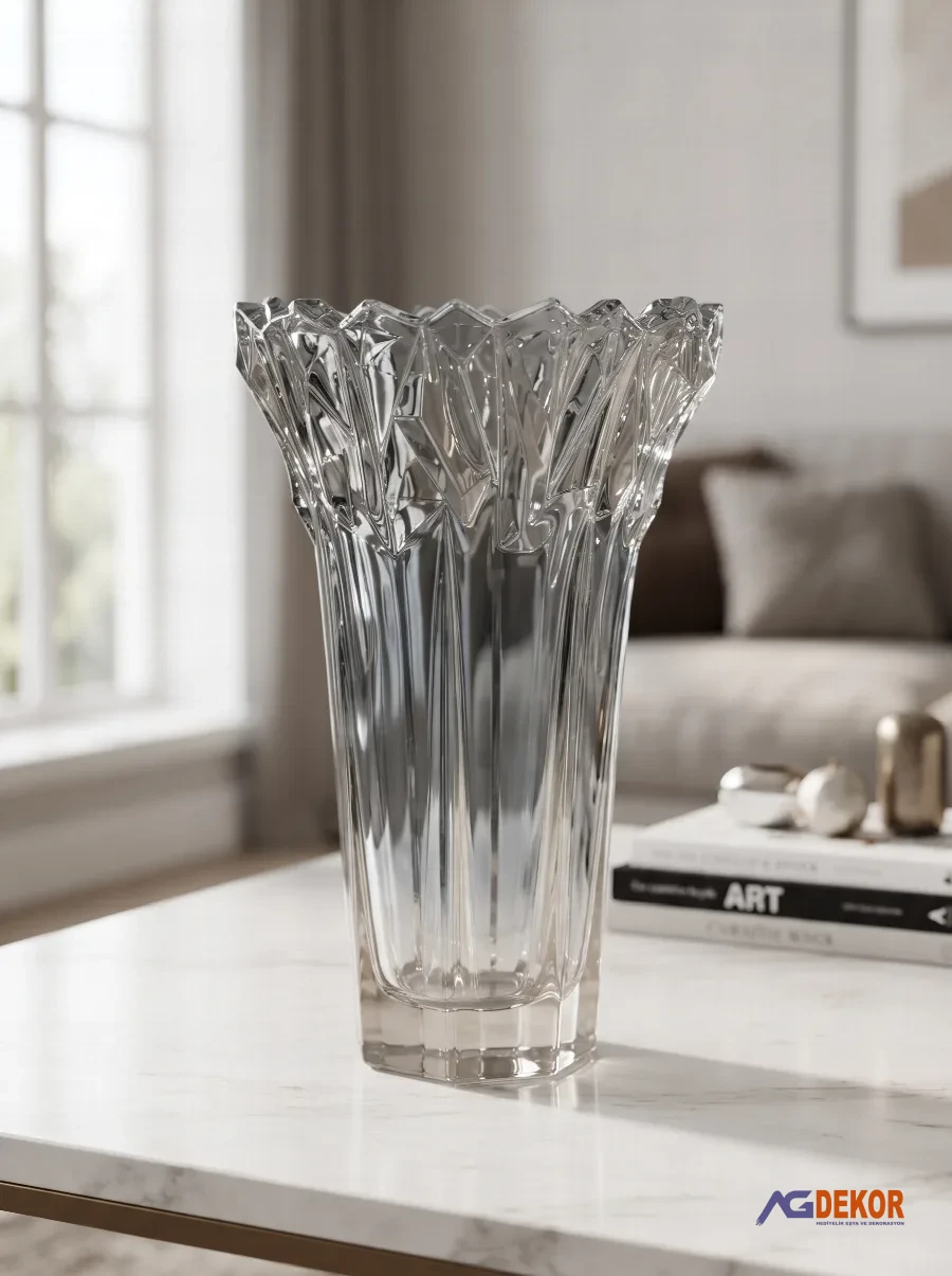 27cm kristal cam vazo (gümüş)