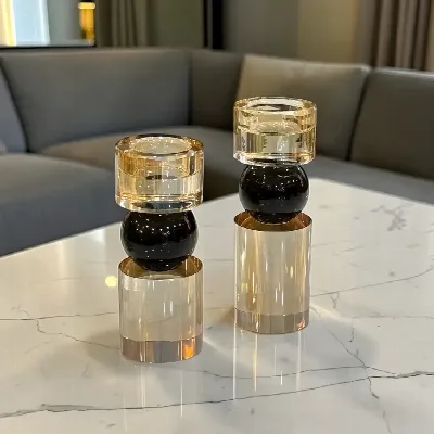 Dekoratif 2'li cam şamdan