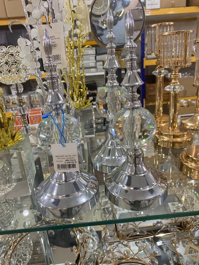 Dekoratif kesme cam 3'lü küre