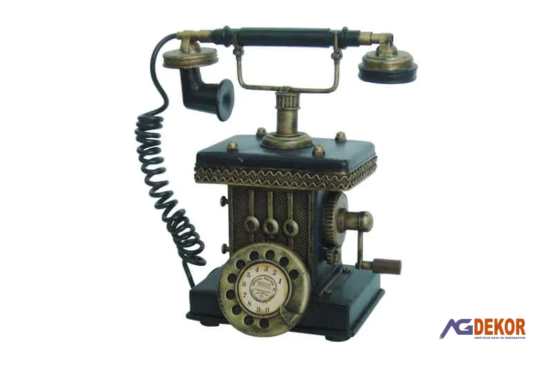 Dekoratif kumbaralı metal telefon