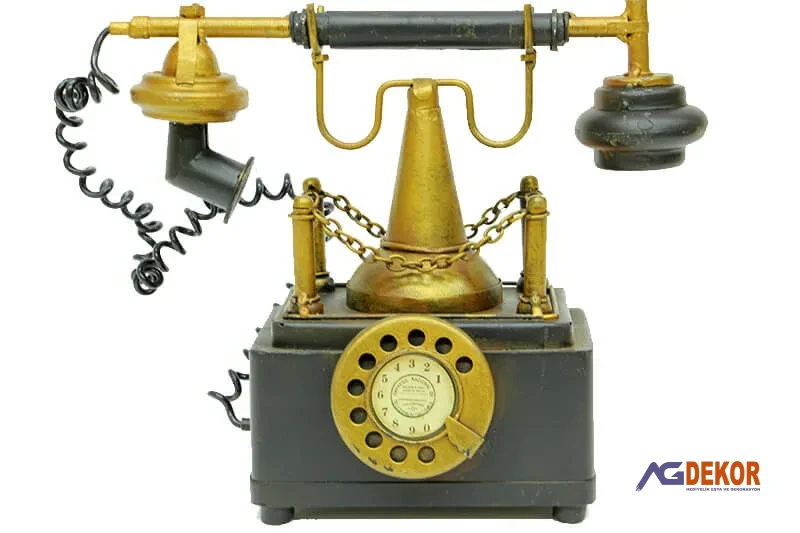 Dekoratif kumbaralı metal telefon