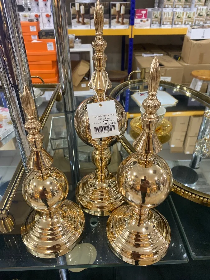 Dekoratif metal 3'lü küre (altın)