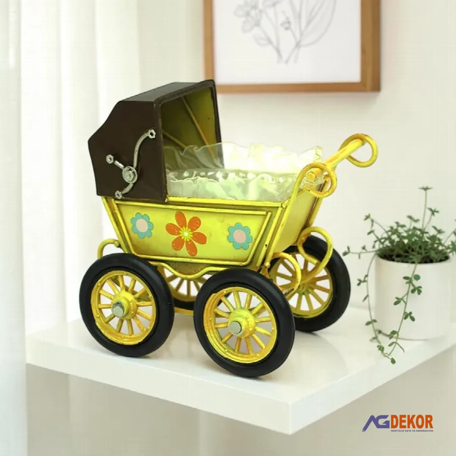Dekoratif metal bebek arabası
