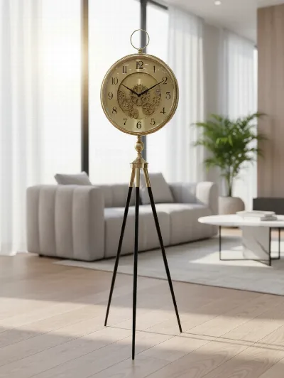 Tripod ayaklı 155cm çarklı ithal saat (altın)
