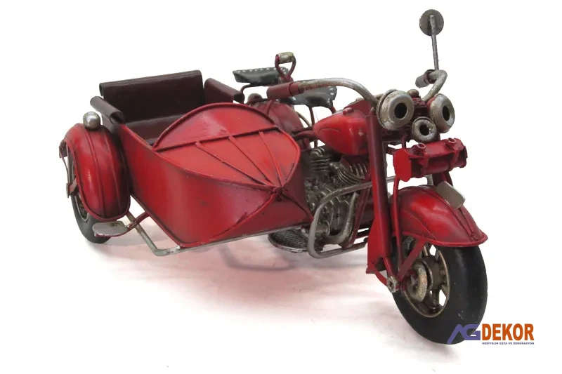 Dekoratif sepetli metal motorsiklet