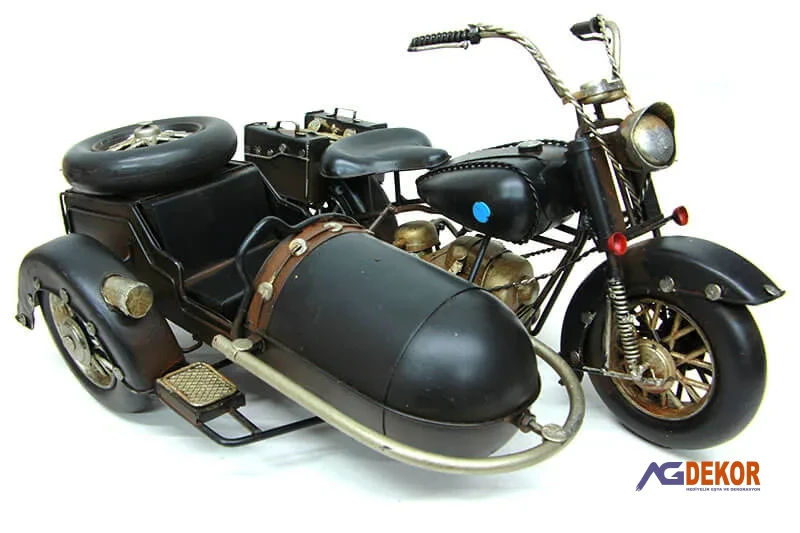 Dekoratif sepetli metal motorsiklet