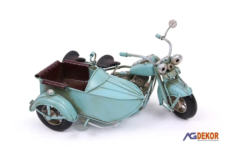 Dekoratif sepetli metal motorsiklet