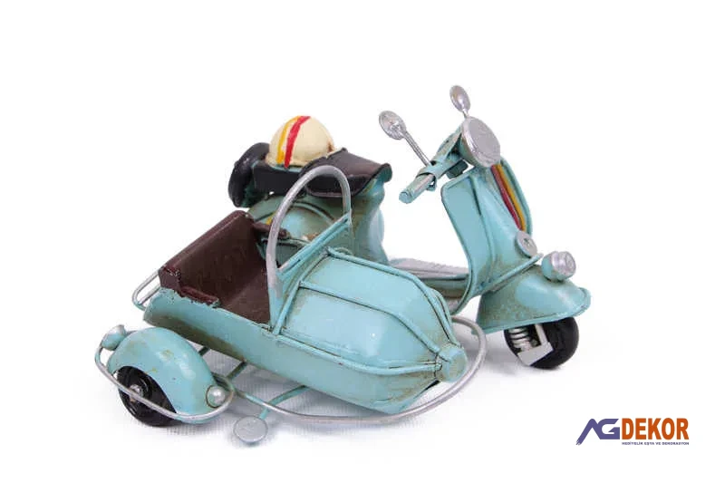 Dekoratif sepetli metal scooter