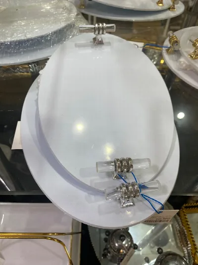 2'li cam kulplu oval mika tepsi (Gümüş)