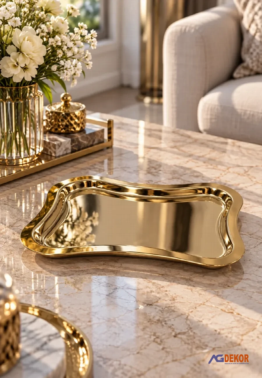 Fiyonk metal tepsi (altın)