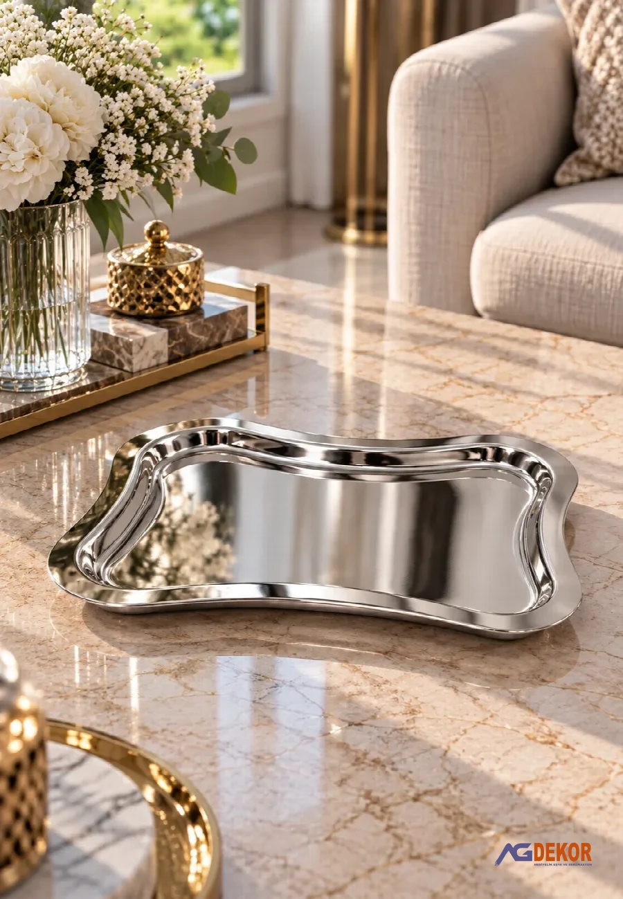 Fiyonk metal tepsi (gümüş)