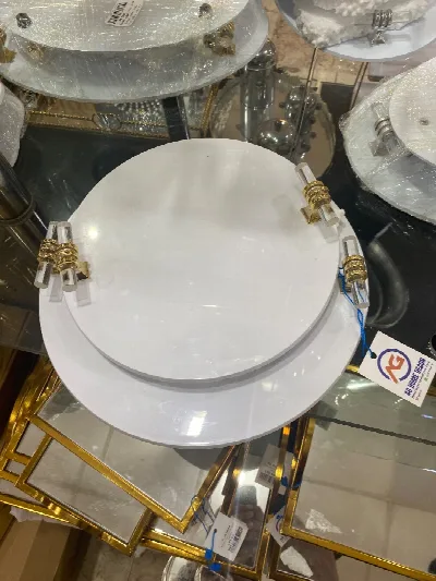 2'li cam kulplu yuvarlak mika tepsi (Altın)