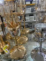 Kristal camlı 3lü şamdan (altın) — görsel 1