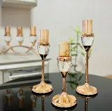 Kristal taşlı 3lü şamdan (gümüş) — görsel 1