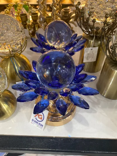 Kristal taşlı damlalı küre (mavi)