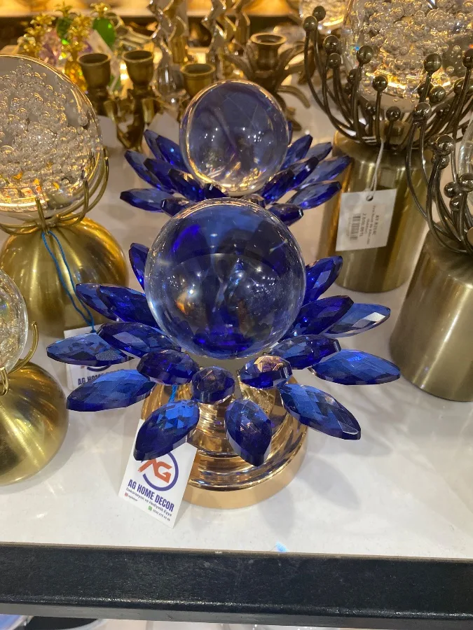 Kristal taşlı damlalı küre (mavi)