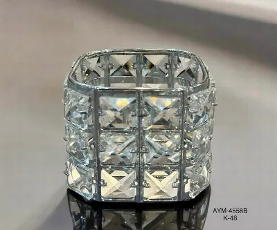 Kristal taşlı küçük boy mumluk (gümüş)