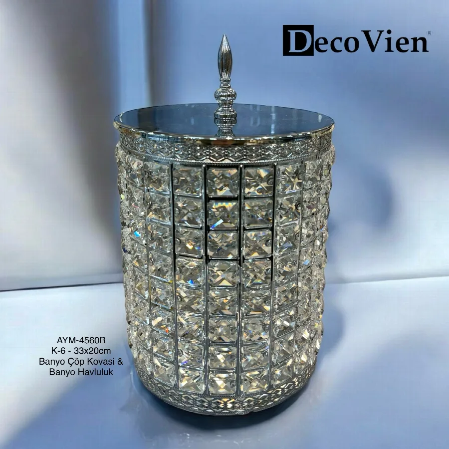 Kristal taşlı metal kova (gümüş)