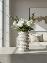 Mermer desen halkalı cam vazo — görsel 1