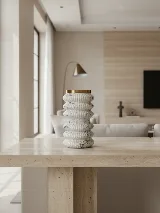 Mermer desen halkalı cam vazo — görsel 3