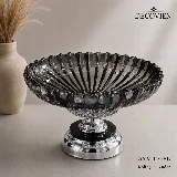 Metal ayaklı büyük boy cam meyvelik (gümüş) — görsel 1