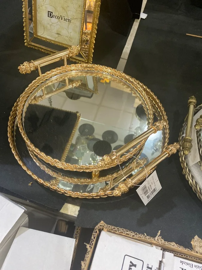 2'li ithal yuvarlak tepsi (altın)