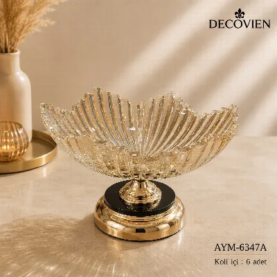 Metal ayaklı cam gondol (altın)