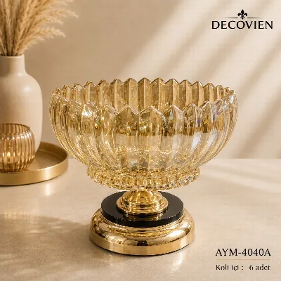 Metal ayaklı cam gondol (altın)