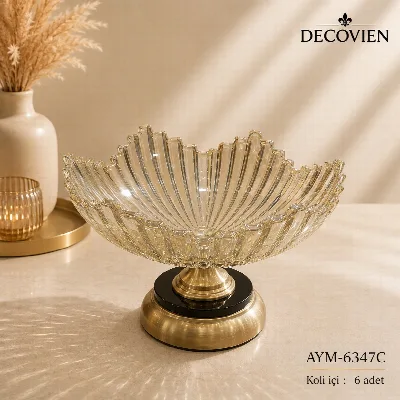 Metal ayaklı cam gondol (bronz)