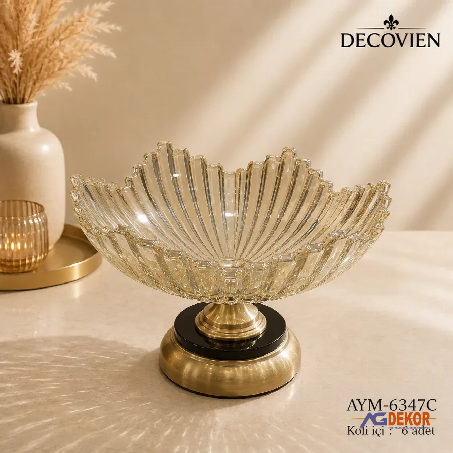 Metal ayaklı cam gondol (bronz)