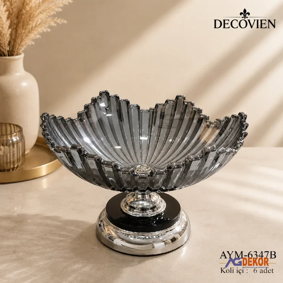 Metal ayaklı cam gondol (gümüş)