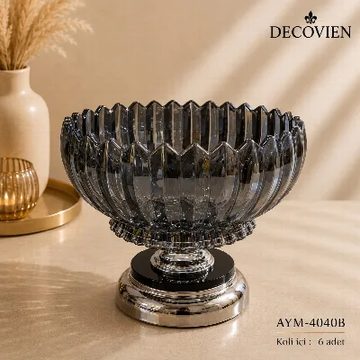 Metal ayaklı cam gondol (gümüş)